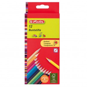 Creioane colorate triunghiulare 12 culori Herlitz