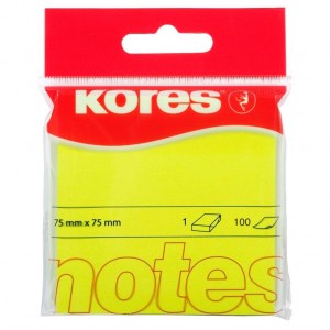 Notes adeziv 76 x 76 mm galben neon Kores