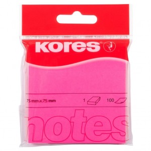 Notes adeziv 76 x 76 mm roz neon Kores