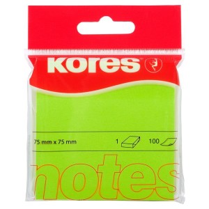 Notes adeziv 76 x 76 mm verde neon Kores