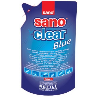 Solutie pentru geamuri Sano Clear Blue rezerva 750 ml