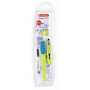 Stilou pentru stangaci Herlitz My Pen lemon/albastru blister
